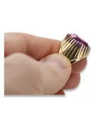 أميثست 14 كارت من الذهب الأصفر خاتم حرف يدوية فينتاج vrc048y